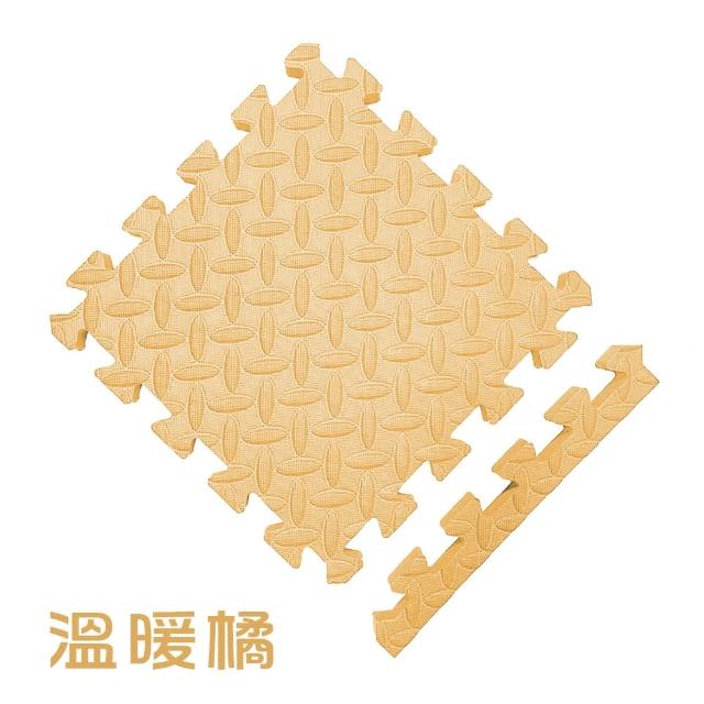 【MOMOTARO 桃太郎地墊】台灣製極厚2.5CM超Q樹葉紋64x64巧拼地墊防撞墊瑜珈墊-附雙邊條(4片裝-約0.5坪)
