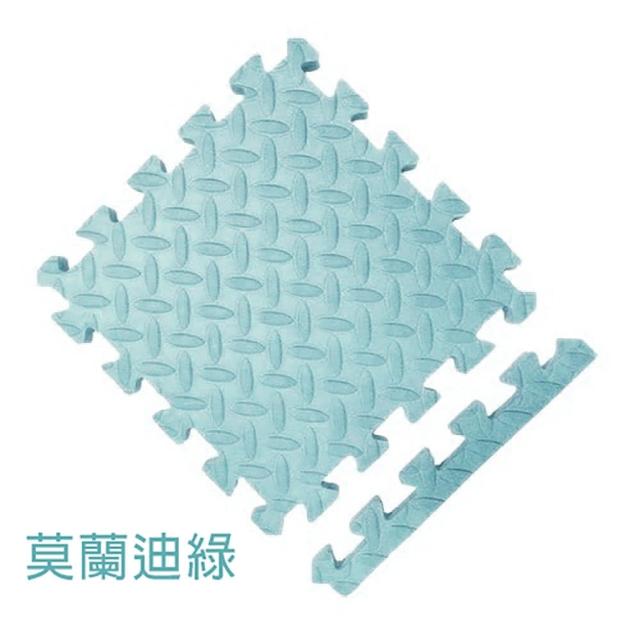 【MOMOTARO 桃太郎地墊】台灣製極厚2.5CM超Q樹葉紋64x64巧拼地墊防撞墊瑜珈墊-附雙邊條(4片裝-約0.5坪)