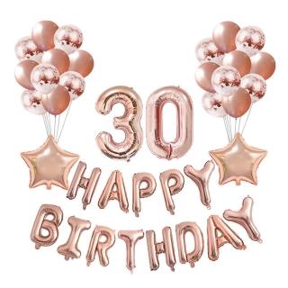 高質感玫瑰金生日氣球套餐1組-歲數自選(生日氣球 生日佈置 生日派對 派對氣球 氣球 鋁模氣球)