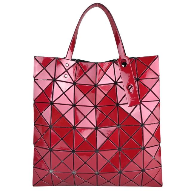 ISSEY MIYAKE 三宅一生【ISSEY MIYAKE 三宅一生】BAOBAO 光澤感方格6x6手提包(紅)