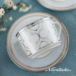 【NORITAKE】春頌淡藍銀邊咖啡對杯(贈禮盒)