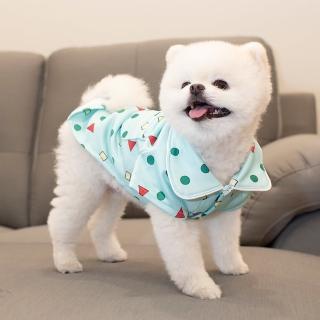 【QIDINA】日系卡通睡衣造型刷毛寵物衣 空調寵物衣(小新睡衣綠色)