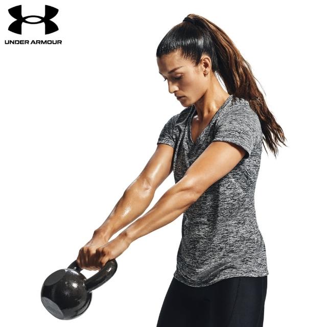 【UNDER ARMOUR】UA 女 Twist Tech V領短T-Shirt_1258568-001(灰黑)