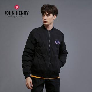 【JOHN HENRY】修身菱格壓紋夾克-黑