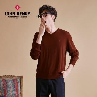 【JOHN HENRY】美麗諾羊毛V領毛衣-咖啡