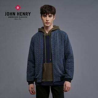 【JOHN HENRY】復古格紋壓花刺繡外套-藍