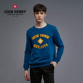 【JOHN HENRY】純棉紐約復古字母大學T-藍