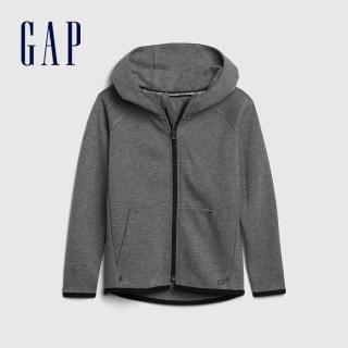 【GAP】男幼童 時尚直筒型運動連帽外套(600531-石楠灰)