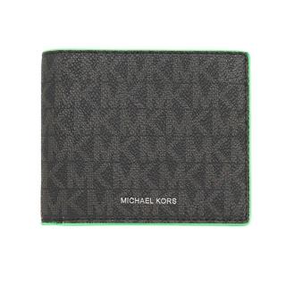 【Michael Kors】型男最愛滿版MK LOGO防刮皮革短夾(36S0LCOF5O-BLACK/PALM)