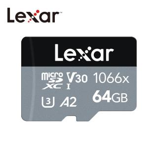 【Lexar 雷克沙】64GB Professional 1066x microSDXC A2 UHS-I SILVER系列記憶卡(台灣公司貨)