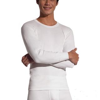【三槍牌】型男雙層純棉圓領長袖衛生衣2件組(白色)
