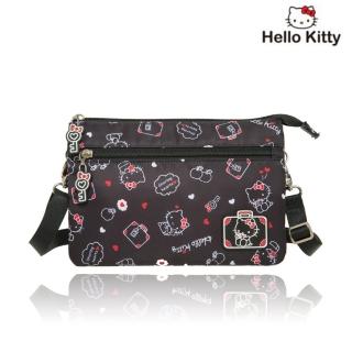 【HELLO KITTY】凱蒂漫旅 三層側背包 黑(KT01T06BK)