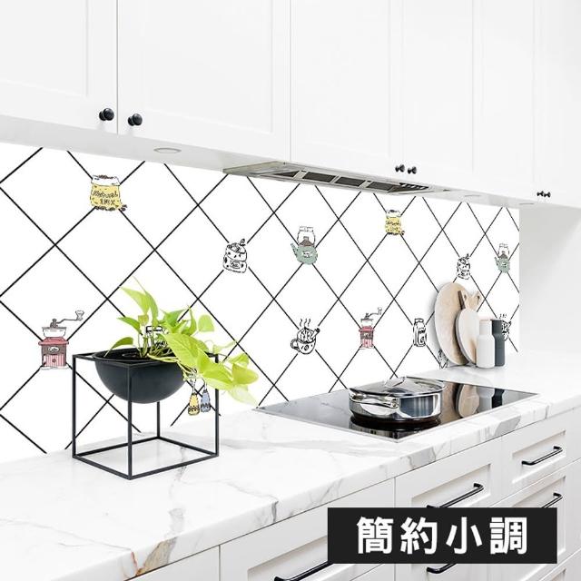 【fioJa 費歐家】60X300CM特大耐熱防油汙廚房壁貼（1入）(好清理 防油 防水 磁磚壁貼)