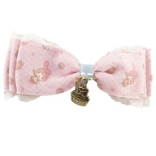 【小禮堂】美樂蒂 蝴蝶結造型蕾絲鐵髮夾 馬尾髮夾 瀏海夾 小髮夾 《粉白 女僕》