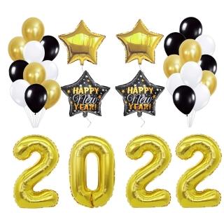 質感金色2022跨年氣球套組1組(生日氣球 派對 氣球 跨年 新年)