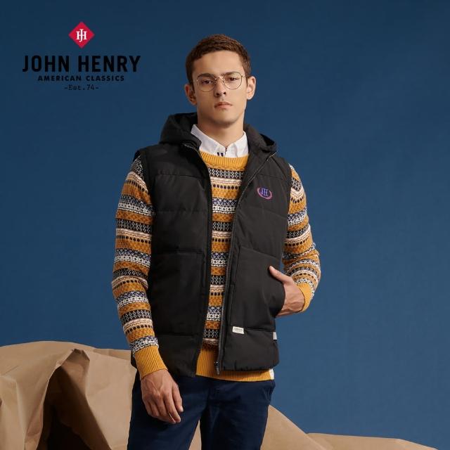 JOHN HENRY【JOHN HENRY】反光條設計羽絨背心外套-黑
