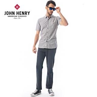 【JOHN HENRY】直條紋口袋短袖襯衫-灰