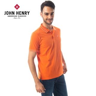 【JOHN HENRY】休閒百搭純色短袖POLO-橘