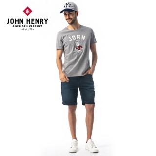 【JOHN HENRY】復古反摺牛仔短褲-藍
