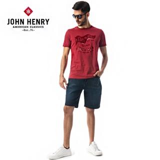 【JOHN HENRY】航海旗幟印花短袖T恤-紅