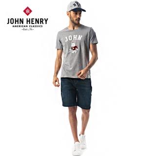 【JOHN HENRY】美式刺繡徽章短袖T恤-灰