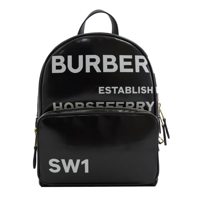 【BURBERRY 巴寶莉】Handbags 經典品牌英文烙印手提後背包(黑)
