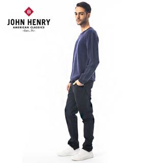 【JOHN HENRY】鋸齒線條設計圓領針織-藍