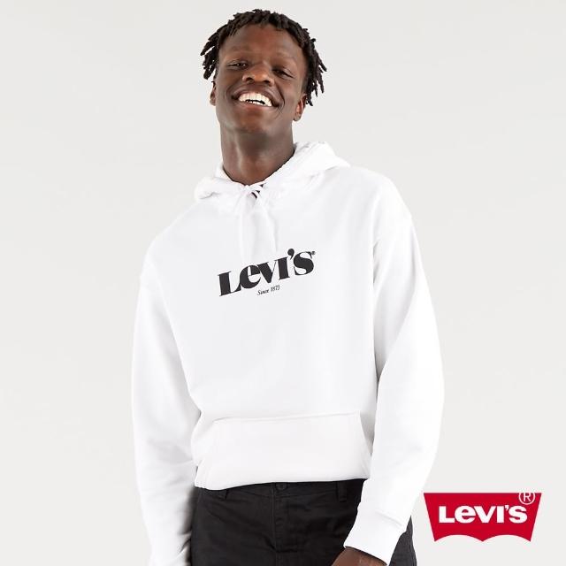 【LEVIS】男款 重磅口袋帽T / 寬鬆休閒版型 / 高密度立體膠印復古摩登Logo / 430GSM厚棉-人氣新品