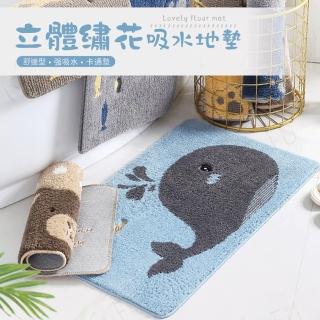 【舒福家居】居安防護 吸水止滑地墊 TPR防滑止滑墊 吸水腳踏墊 臥室 門邊踏墊(立體繡花任選2入)