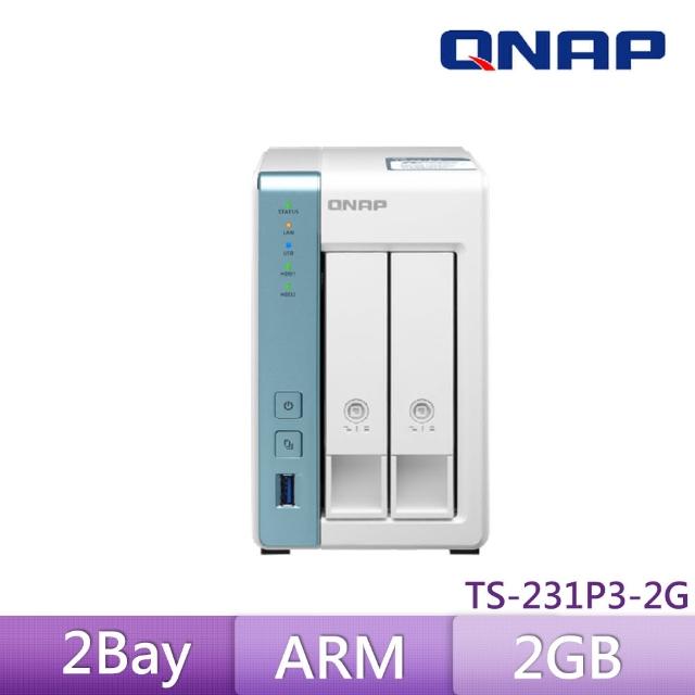 【希捷 4TB】1入組 NAS硬碟(ST4000VN008)+【QNAP】TS-231P3-2G 網路儲存伺服器
