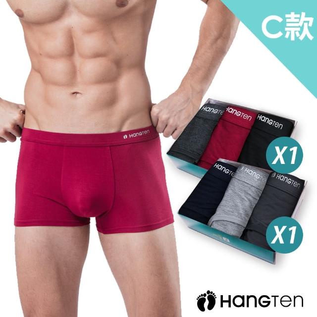 【Hang Ten】Hang Ten 6件組momo獨家美式經典M-XXL彈力男內褲(平口褲/四角褲)透氣/涼感