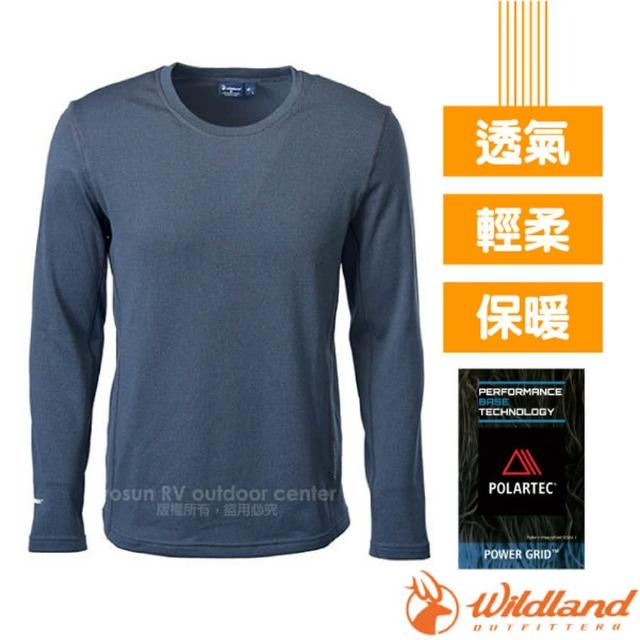 【Wildland 荒野】男超強 Polartec PG 登山型4D彈性圓領超快乾透氣保暖排汗衣(P2668-93 深灰)