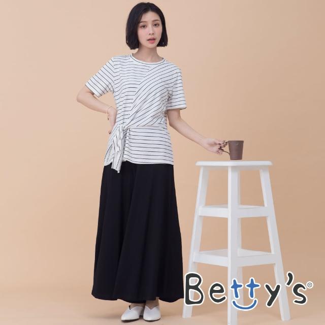 betty’s 貝蒂思【betty’s 貝蒂思】彈性休閒純色寬褲(黑色)