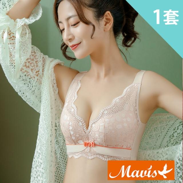 【Mavis 瑪薇絲】波點蕾絲集中無鋼圈內衣褲(1套組)