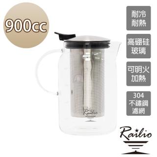 【Railio】摩登花茶耐熱玻璃壺(900ML)