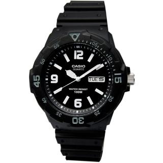 【CASIO 卡西歐】清楚時標 日本機芯 星期日期 防水100M 橡膠手錶 灰x黑 43mm(MRW-200H-1B2)