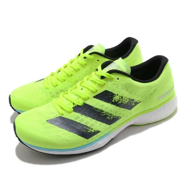 【adidas 愛迪達】慢跑鞋 Adizero Adios 5 運動 男鞋 愛迪達 三線 路跑 緩震 透氣 黃綠 黑(FY2019)