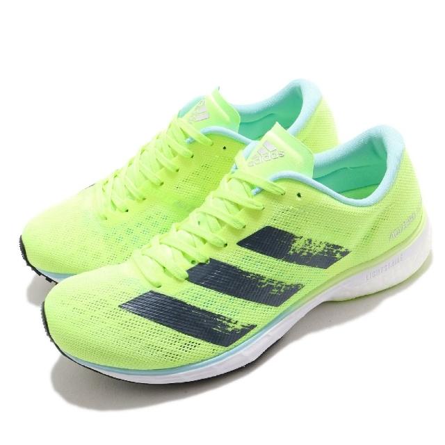 【adidas 愛迪達】慢跑鞋 Adizero Adios 5 運動 女鞋 愛迪達 三線 路跑 緩震 透氣 黃綠 黑(H68736)