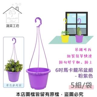 【蔬菜工坊】6吋馬卡龍吊盆組 - 粉紫色(5組/袋)