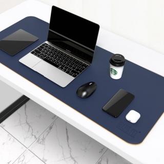 【古德斯】PU皮革辦公桌墊滑鼠墊_50*100CM(防水附收納皮帶辦公桌墊兩面可替換)