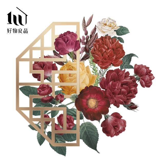 【好物良品】70x65cm牡丹款_新春過年節慶玻璃門窗靜電窗貼(雙面窗花裝飾佈置 春聯 壁貼貼紙 玻璃貼)