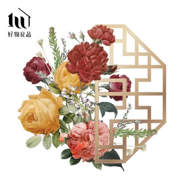 【好物良品】70x65cm牡丹款_新春過年節慶玻璃門窗靜電窗貼(雙面窗花裝飾佈置 春聯 壁貼貼紙 玻璃貼)