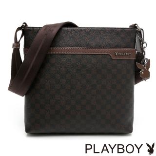 【PLAYBOY】下沉式斜背包 CHESSBOARD系列(咖啡色)