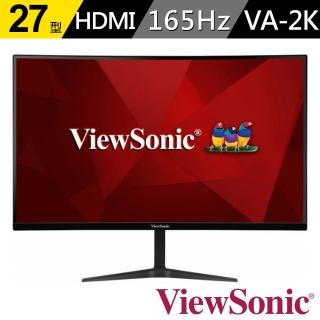 【ViewSonic 優派】VX2718-2KPC-MHD 27型 2K曲面電競螢幕(16:9/VA曲面/165Hz/HDMI/含喇叭)