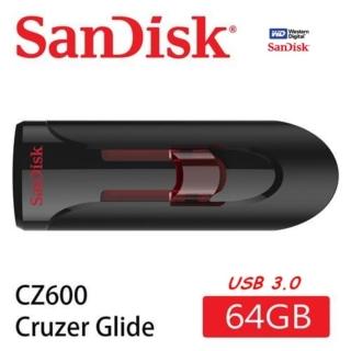 【SanDisk 晟碟】全新升級版  64GB USB3.0 滑動伸縮接埠  亮紅高速隨身碟(原廠5年有限保固)