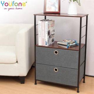 【YOUFONE】日式工業風麻布兩層式收納櫃
