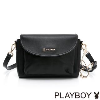 【PLAYBOY】翻蓋斜背包 摩登時代系列(黑色)