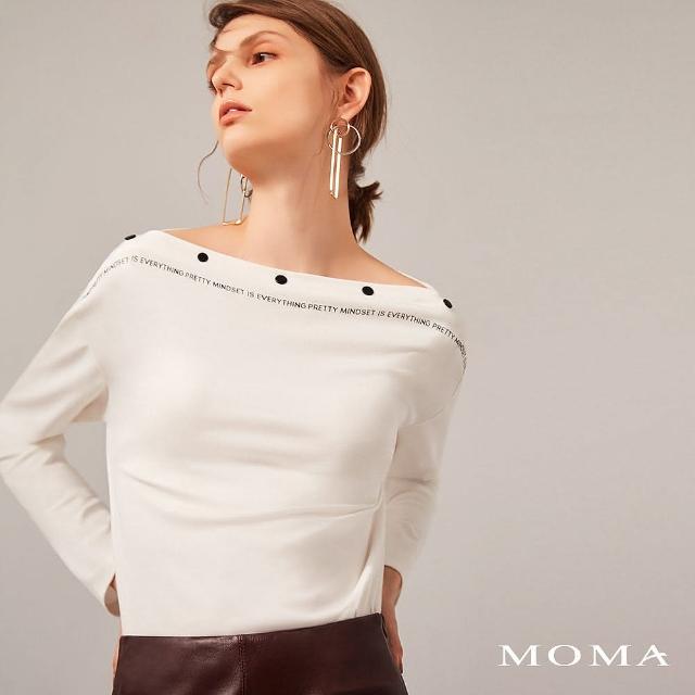 MOMA【MOMA】排釦一字領上衣(白色)
