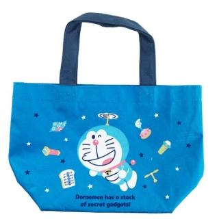 【小禮堂】哆啦A夢 帆布手提袋 船形手提袋 便當袋 帆布袋 《藍 2020聖誕節》