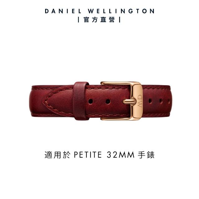 【Daniel Wellington】官方直營 Petite Suffolk 14mm經典紅真皮錶帶-玫瑰金框(DW錶帶 DW00200203)